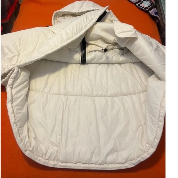 Zara ecru / off white water repellent hooded puffer cape / coat NWT - Picture 10 of 13